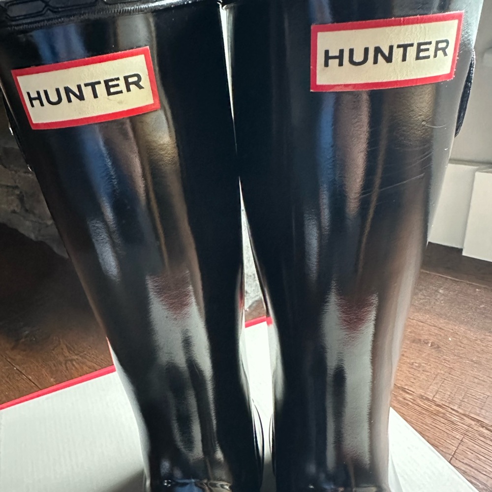 Hunter Original Gloss Tall Black Rain Boots Big Kids UK 1 US 2B/3G EU 33 - Picture 6 of 10